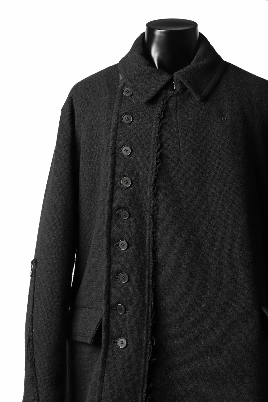 画像をギャラリービューアに読み込む, KLASICA HM-C DOUBLE BREASTED COAT with BONDED LINING / WOOLxSILK BOLD DUNGAREES (BLACK)