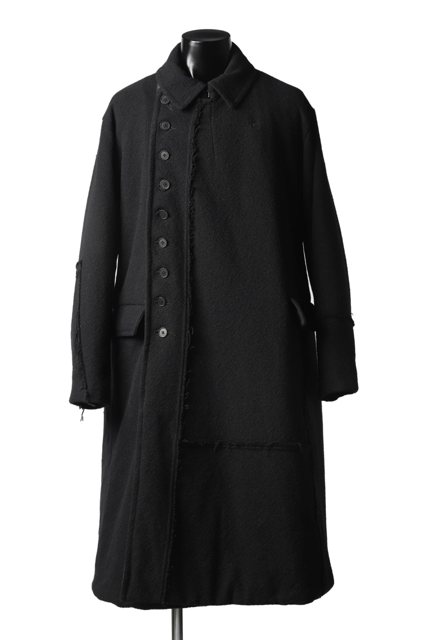 画像をギャラリービューアに読み込む, KLASICA HM-C DOUBLE BREASTED COAT with BONDED LINING / WOOLxSILK BOLD DUNGAREES (BLACK)