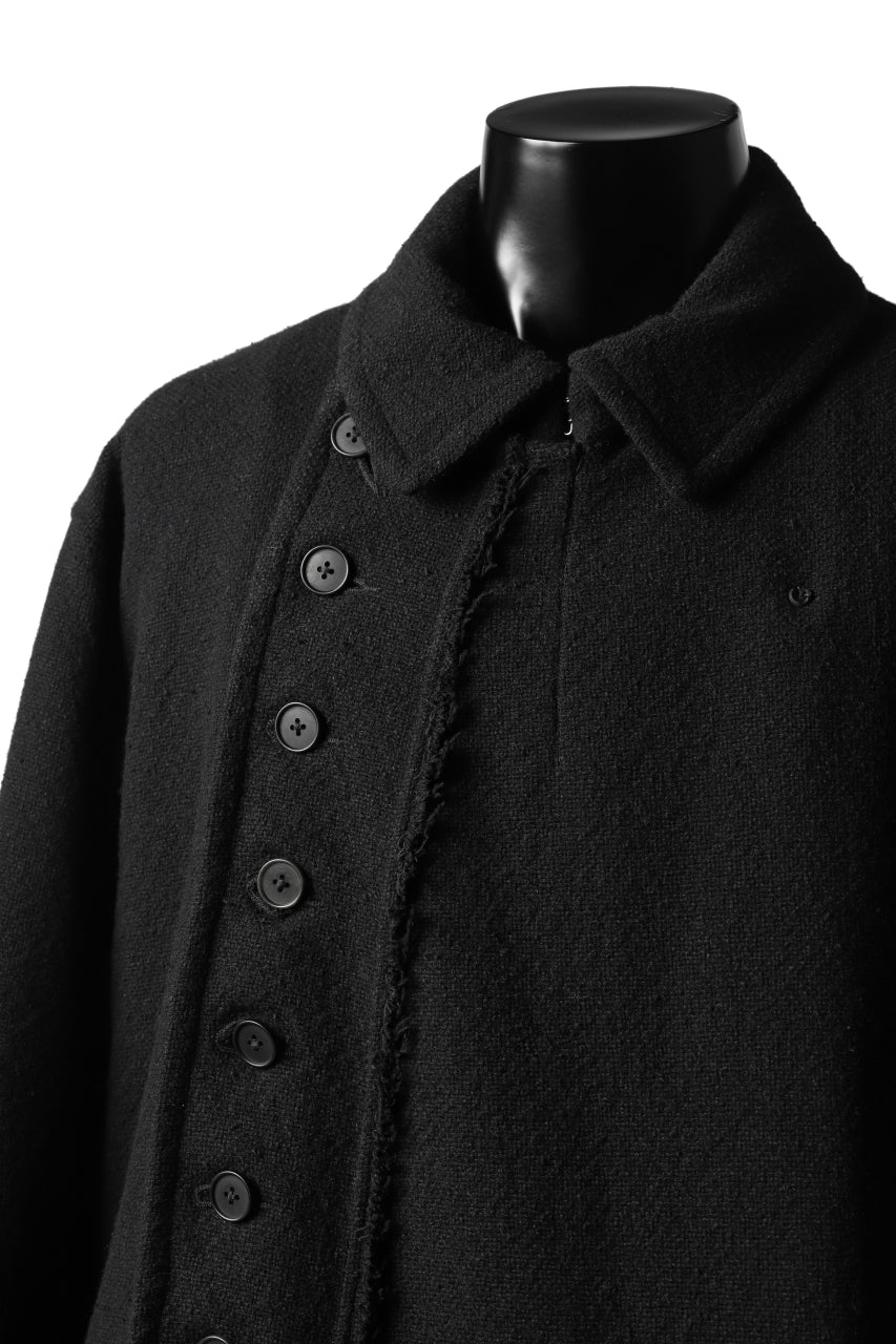 画像をギャラリービューアに読み込む, KLASICA HM-C DOUBLE BREASTED COAT with BONDED LINING / WOOLxSILK BOLD DUNGAREES (BLACK)