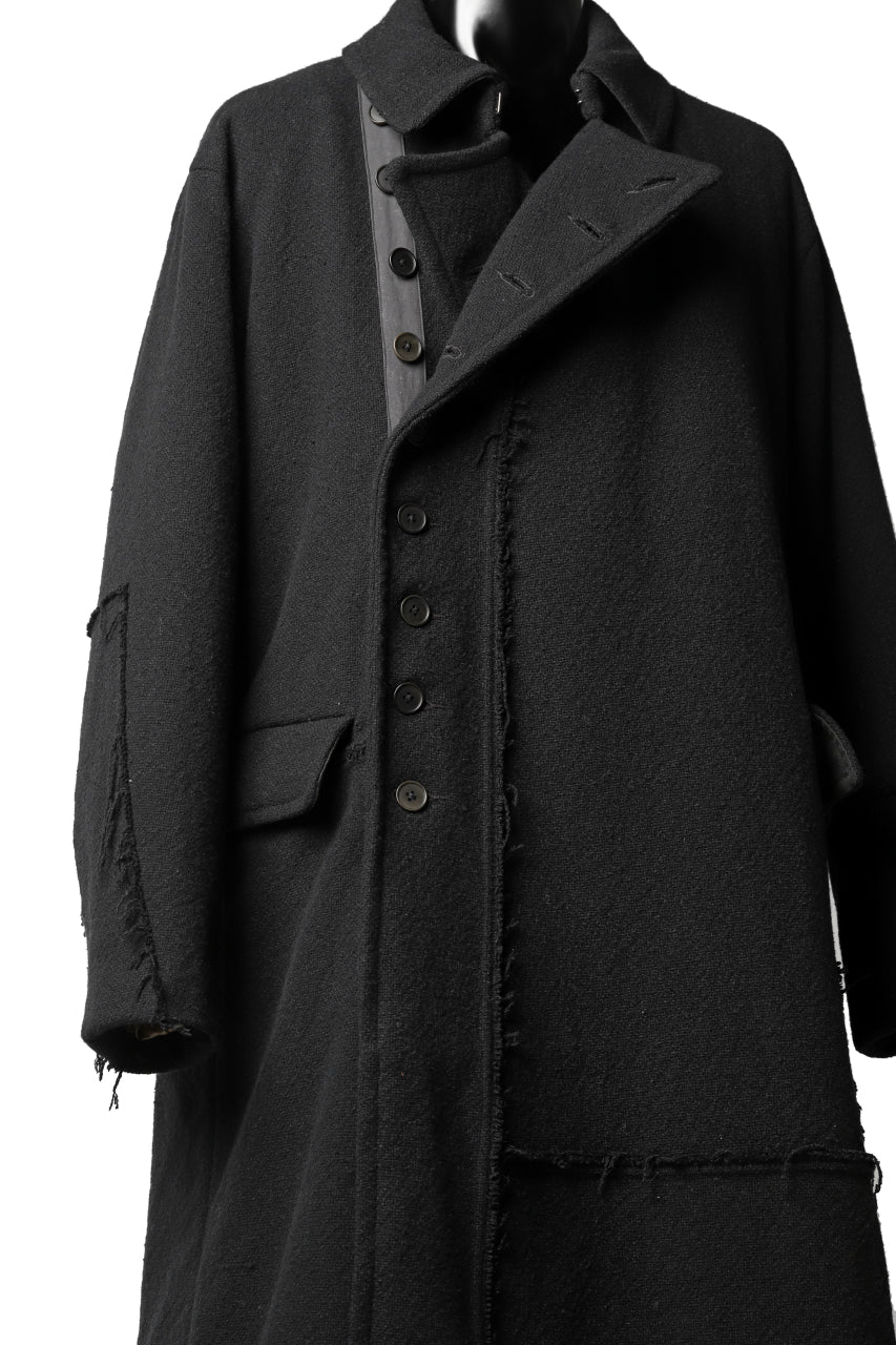 画像をギャラリービューアに読み込む, KLASICA HM-C DOUBLE BREASTED COAT with BONDED LINING / WOOLxSILK BOLD DUNGAREES (BLACK)