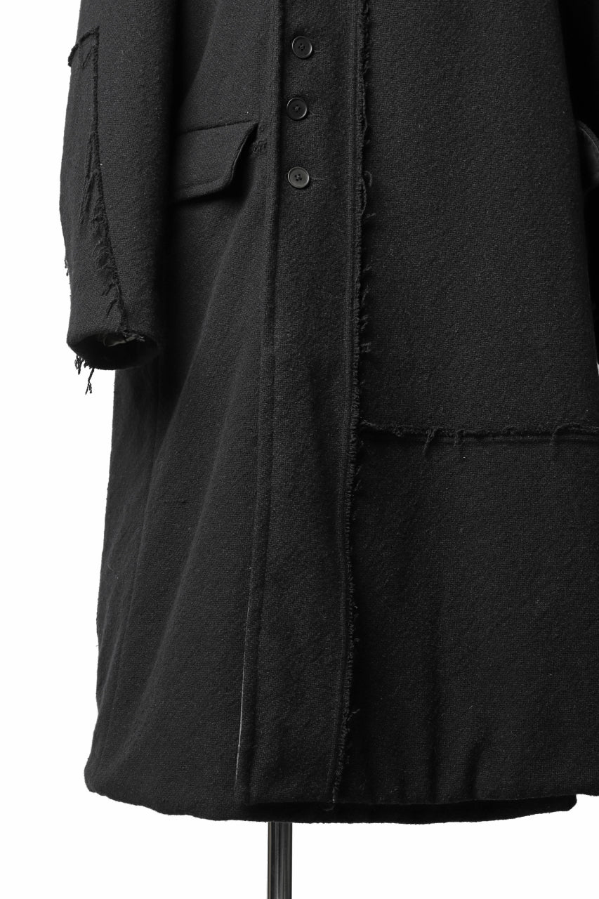 画像をギャラリービューアに読み込む, KLASICA HM-C DOUBLE BREASTED COAT with BONDED LINING / WOOLxSILK BOLD DUNGAREES (BLACK)