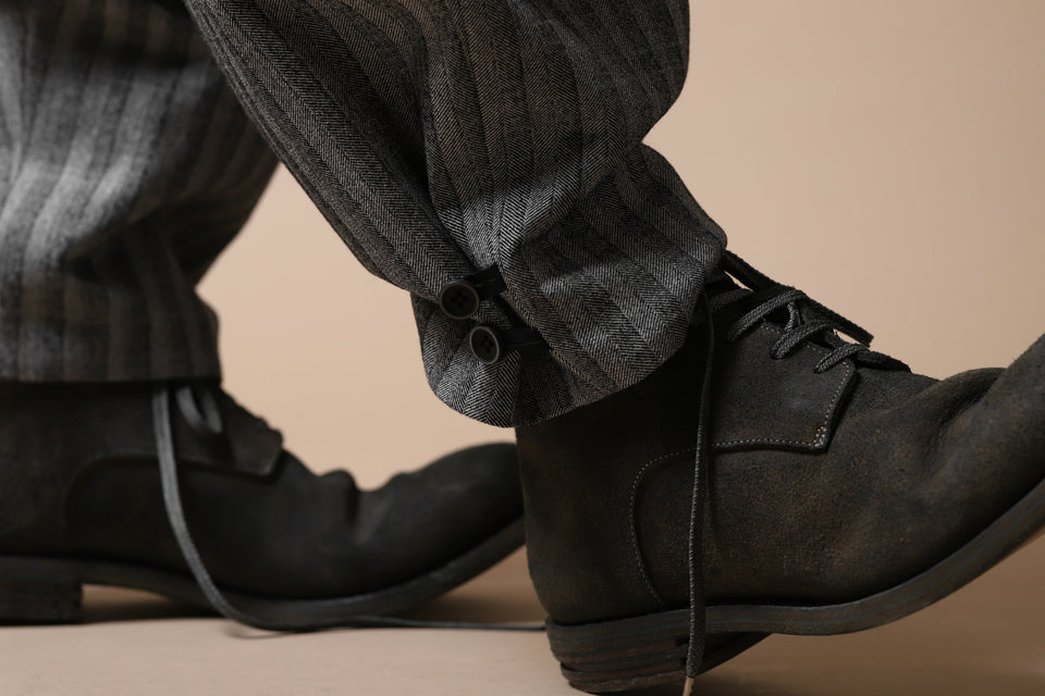 画像をギャラリービューアに読み込む, SOSNOVSKA exclusive CLOWN STYLE PANTS / HERRINGBONE WOOL STRETCH (GREY STRIPE)