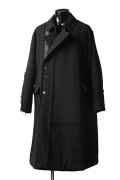 画像をギャラリービューアに読み込む, KLASICA HM-C DOUBLE BREASTED COAT with BONDED LINING / WOOLxSILK BOLD DUNGAREES (BLACK)