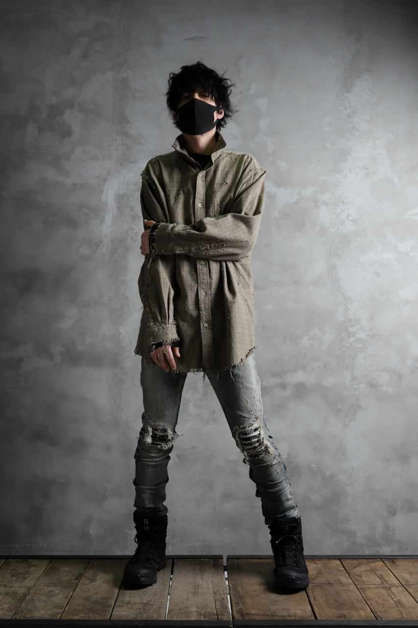 画像をギャラリービューアに読み込む, RESURRECTION HANDMADE vintage damage plaid shirt (KHAKI BEIGE)