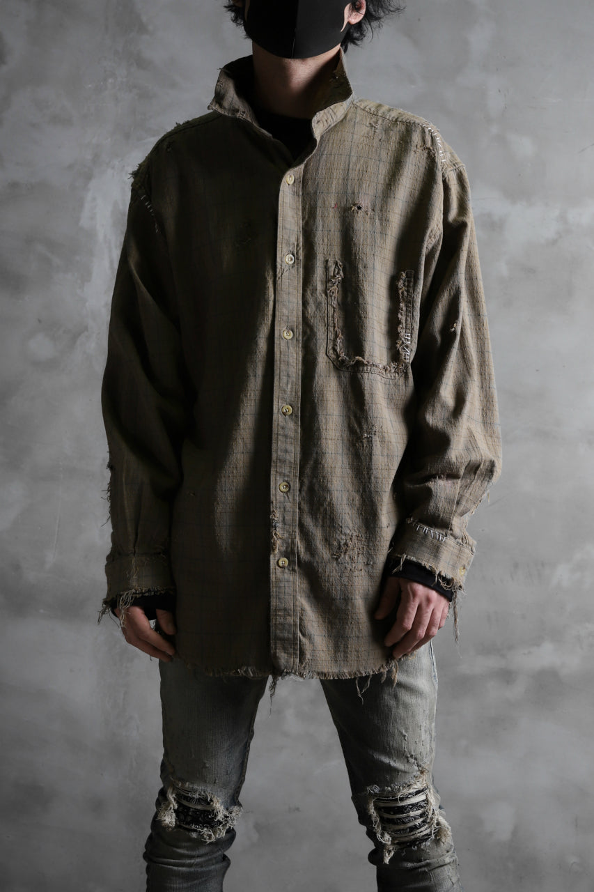 画像をギャラリービューアに読み込む, RESURRECTION HANDMADE vintage damage plaid shirt (KHAKI BEIGE)