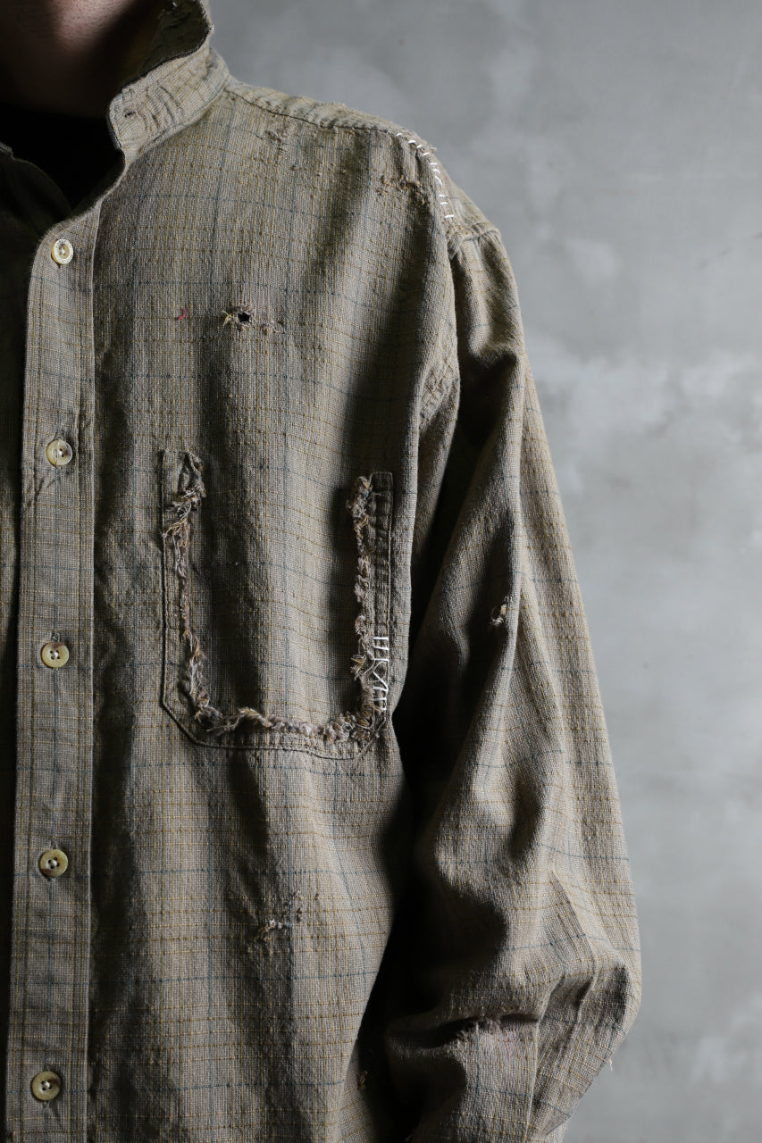 画像をギャラリービューアに読み込む, RESURRECTION HANDMADE vintage damage plaid shirt (KHAKI BEIGE)