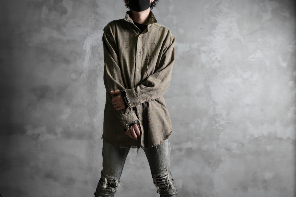 画像をギャラリービューアに読み込む, RESURRECTION HANDMADE vintage damage plaid shirt (KHAKI BEIGE)