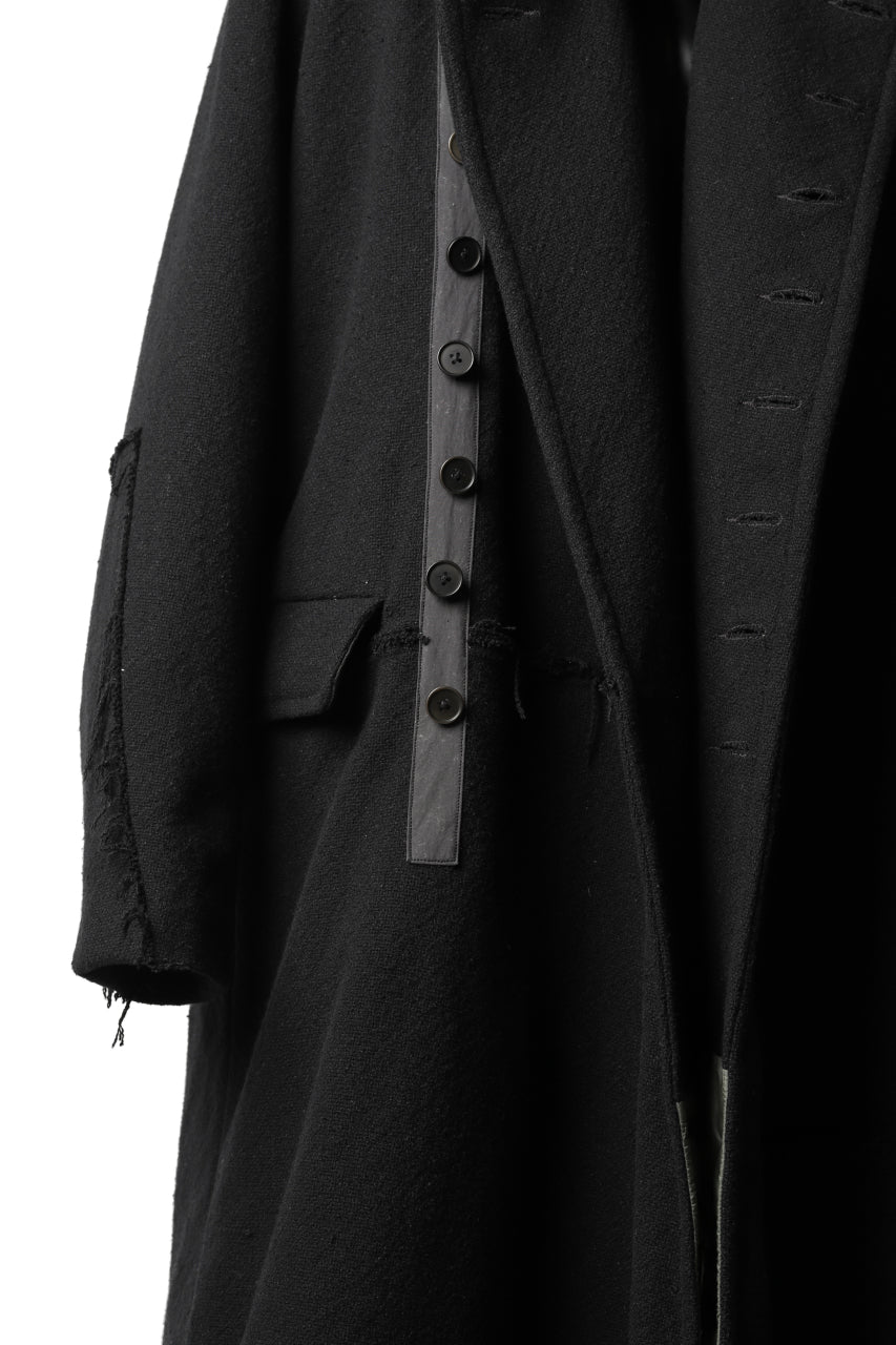 画像をギャラリービューアに読み込む, KLASICA HM-C DOUBLE BREASTED COAT with BONDED LINING / WOOLxSILK BOLD DUNGAREES (BLACK)