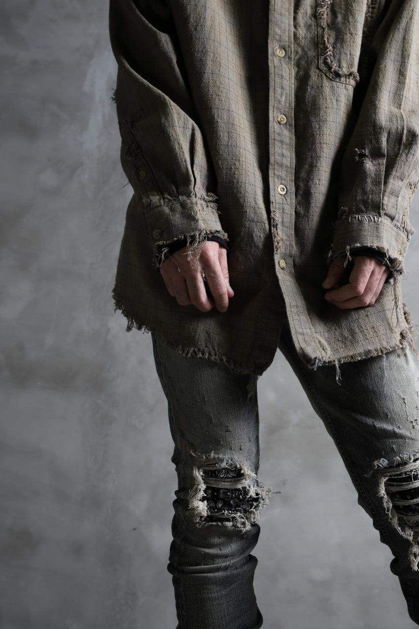 画像をギャラリービューアに読み込む, RESURRECTION HANDMADE vintage damage plaid shirt (KHAKI BEIGE)