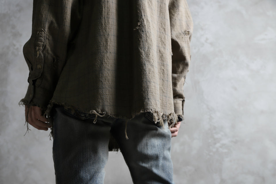 画像をギャラリービューアに読み込む, RESURRECTION HANDMADE vintage damage plaid shirt (KHAKI BEIGE)