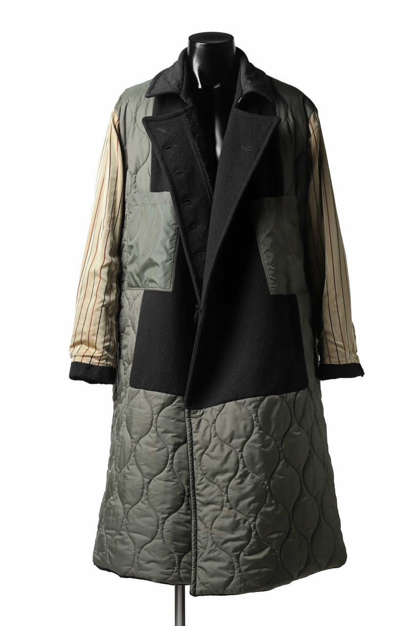 画像をギャラリービューアに読み込む, KLASICA HM-C DOUBLE BREASTED COAT with BONDED LINING / WOOLxSILK BOLD DUNGAREES (BLACK)