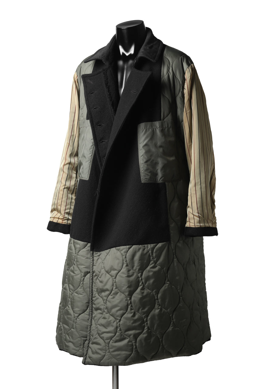 画像をギャラリービューアに読み込む, KLASICA HM-C DOUBLE BREASTED COAT with BONDED LINING / WOOLxSILK BOLD DUNGAREES (BLACK)