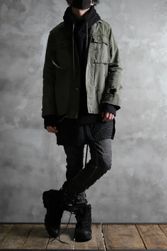 画像をギャラリービューアに読み込む, RESURRECTION HANDMADE vintage damage military herringbone shirt (KHAKI GREEN)