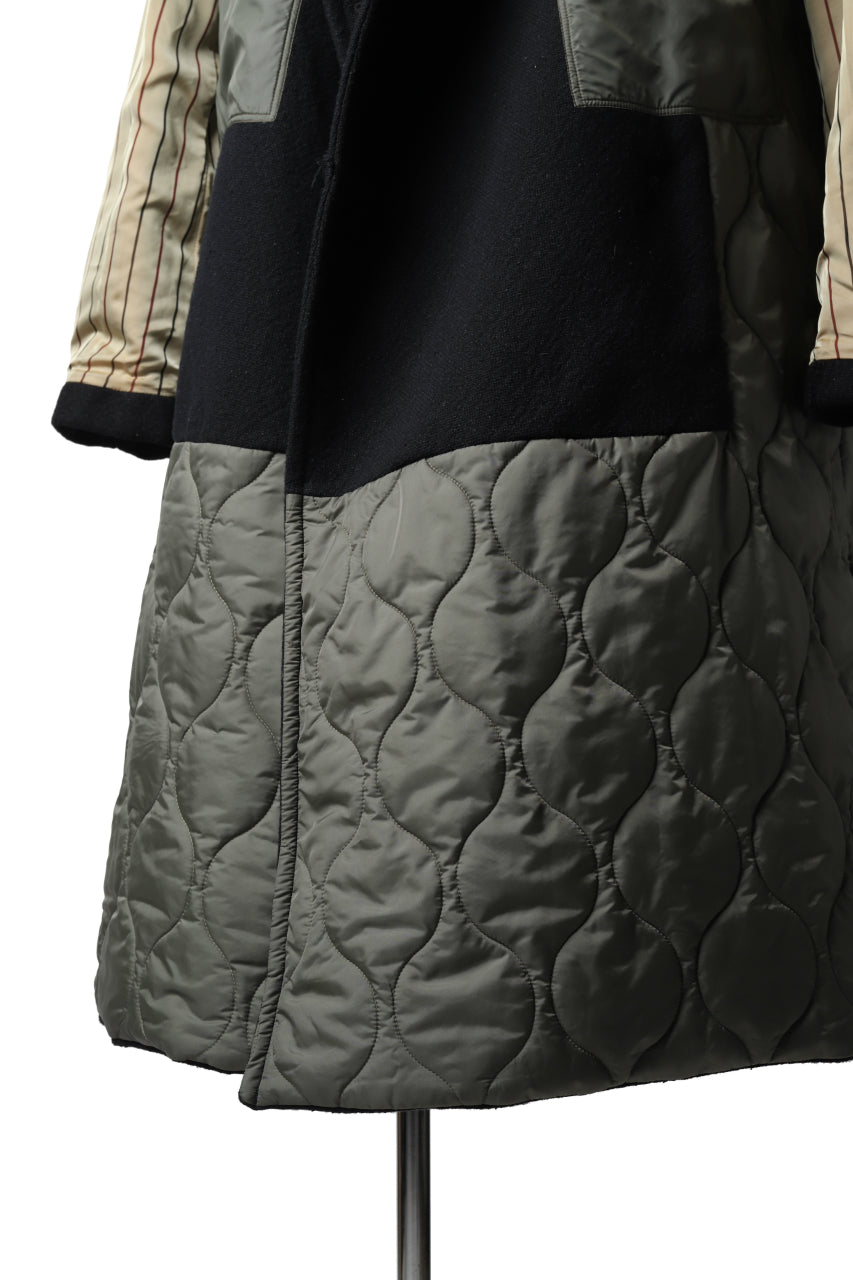 画像をギャラリービューアに読み込む, KLASICA HM-C DOUBLE BREASTED COAT with BONDED LINING / WOOLxSILK BOLD DUNGAREES (BLACK)