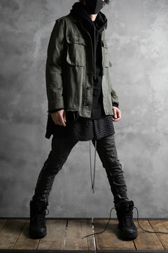 画像をギャラリービューアに読み込む, RESURRECTION HANDMADE vintage damage military herringbone shirt (KHAKI GREEN)