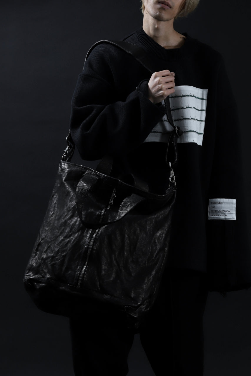 画像をギャラリービューアに読み込む, ISAMU KATAYAMA BACKLASH 2WAY ZIP BAG / ITALY SHOULDER OBJECT DYED (BLACK)