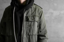 画像をギャラリービューアに読み込む, RESURRECTION HANDMADE vintage damage military herringbone shirt (KHAKI GREEN)