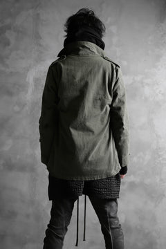 画像をギャラリービューアに読み込む, RESURRECTION HANDMADE vintage damage military herringbone shirt (KHAKI GREEN)
