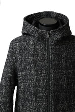 Load image into Gallery viewer, daub HOODED LONG ZIP COAT / MERANGE KNITTED (BLACK)