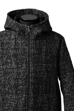 Load image into Gallery viewer, daub HOODED LONG ZIP COAT / MERANGE KNITTED (BLACK)