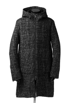 Load image into Gallery viewer, daub HOODED LONG ZIP COAT / MERANGE KNITTED (BLACK)