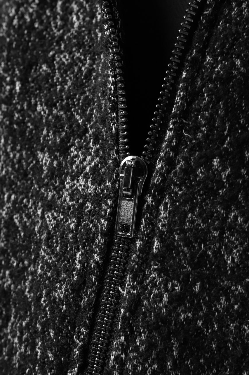 Load image into Gallery viewer, daub HOODED LONG ZIP COAT / MERANGE KNITTED (BLACK)