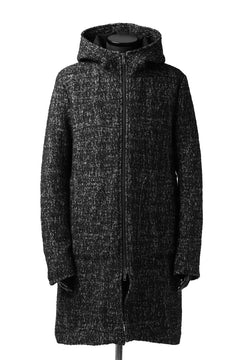 Load image into Gallery viewer, daub HOODED LONG ZIP COAT / MERANGE KNITTED (BLACK)