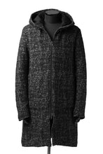 Load image into Gallery viewer, daub HOODED LONG ZIP COAT / MERANGE KNITTED (BLACK)
