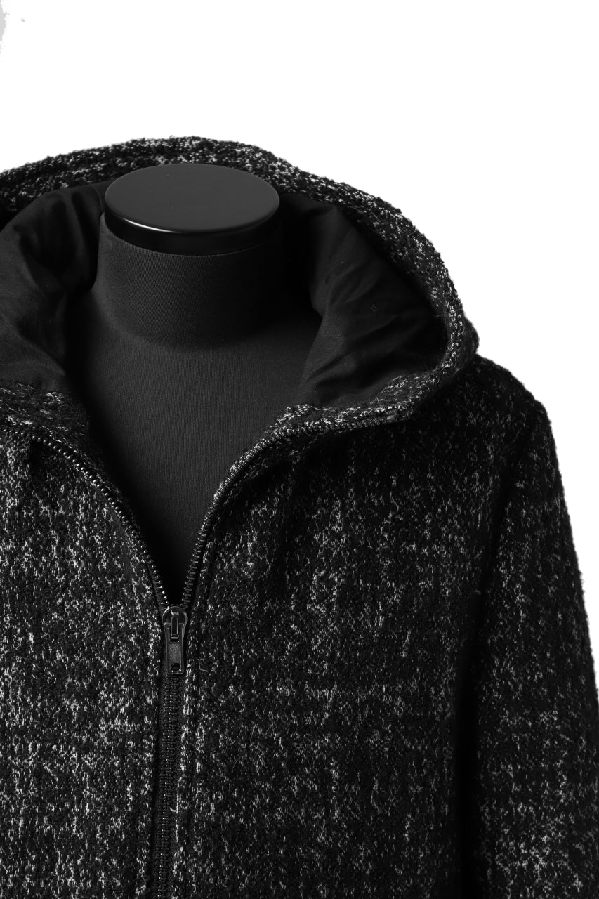 Load image into Gallery viewer, daub HOODED LONG ZIP COAT / MERANGE KNITTED (BLACK)