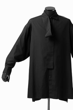 画像をギャラリービューアに読み込む, Y's TIE COLLAR LONG SHIRT / COTTON BROAD (BLACK)
