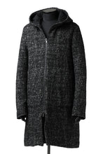 Load image into Gallery viewer, daub HOODED LONG ZIP COAT / MERANGE KNITTED (BLACK)