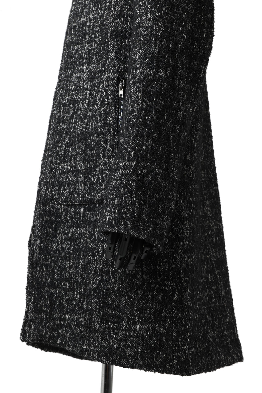 Load image into Gallery viewer, daub HOODED LONG ZIP COAT / MERANGE KNITTED (BLACK)