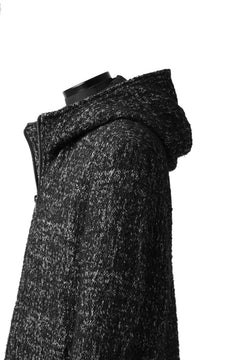 Load image into Gallery viewer, daub HOODED LONG ZIP COAT / MERANGE KNITTED (BLACK)