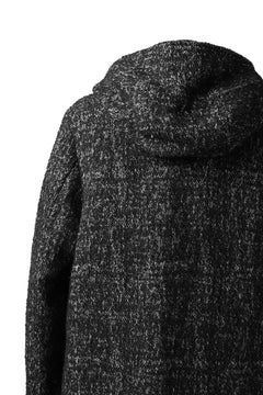Load image into Gallery viewer, daub HOODED LONG ZIP COAT / MERANGE KNITTED (BLACK)