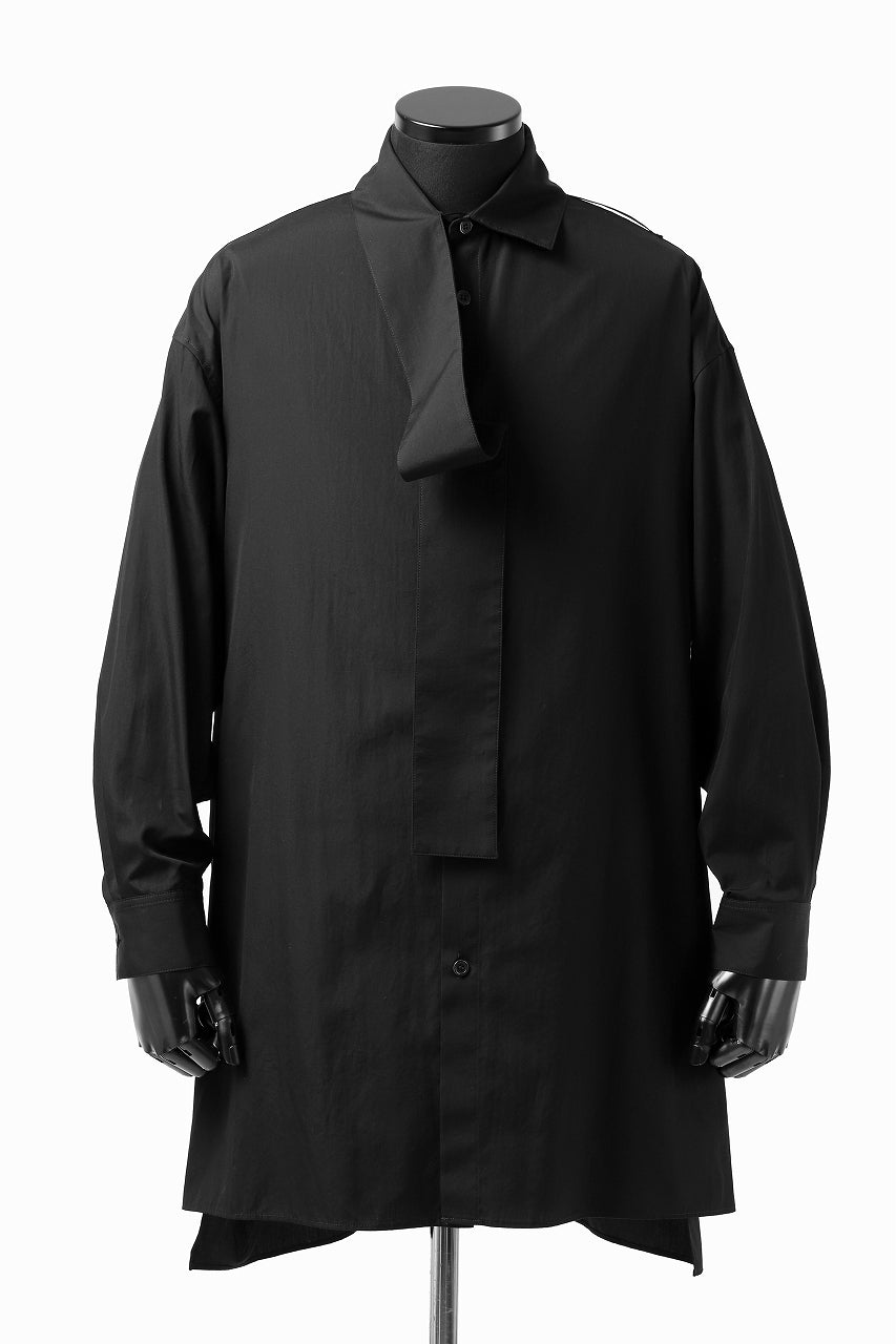 画像をギャラリービューアに読み込む, Y's TIE COLLAR LONG SHIRT / COTTON BROAD (BLACK)