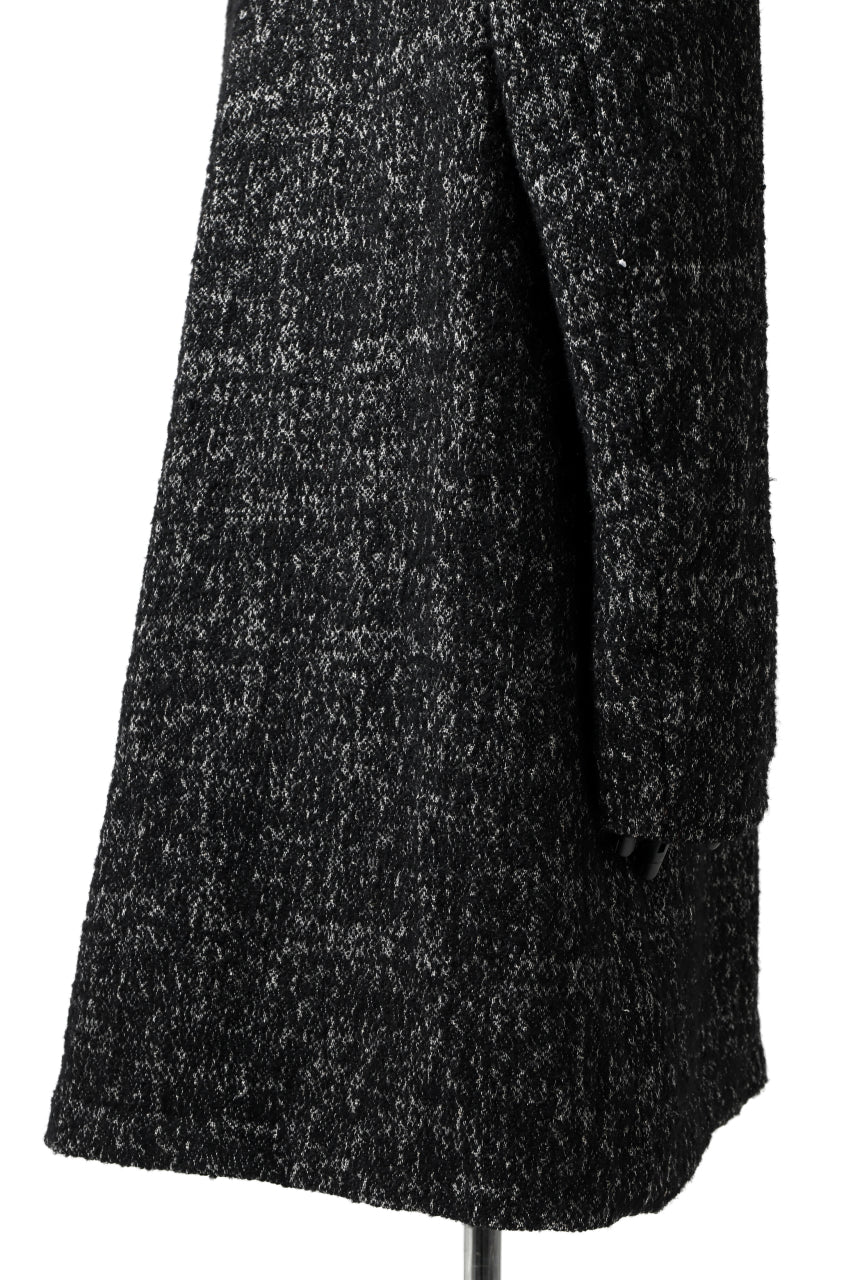 Load image into Gallery viewer, daub HOODED LONG ZIP COAT / MERANGE KNITTED (BLACK)