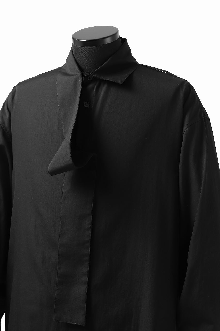 画像をギャラリービューアに読み込む, Y's TIE COLLAR LONG SHIRT / COTTON BROAD (BLACK)