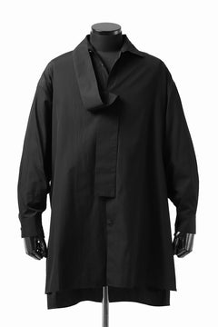 画像をギャラリービューアに読み込む, Y's TIE COLLAR LONG SHIRT / COTTON BROAD (BLACK)