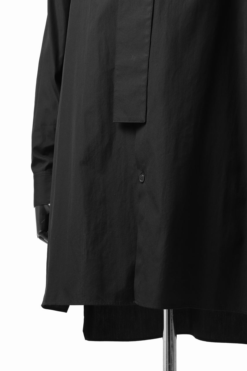 画像をギャラリービューアに読み込む, Y's TIE COLLAR LONG SHIRT / COTTON BROAD (BLACK)