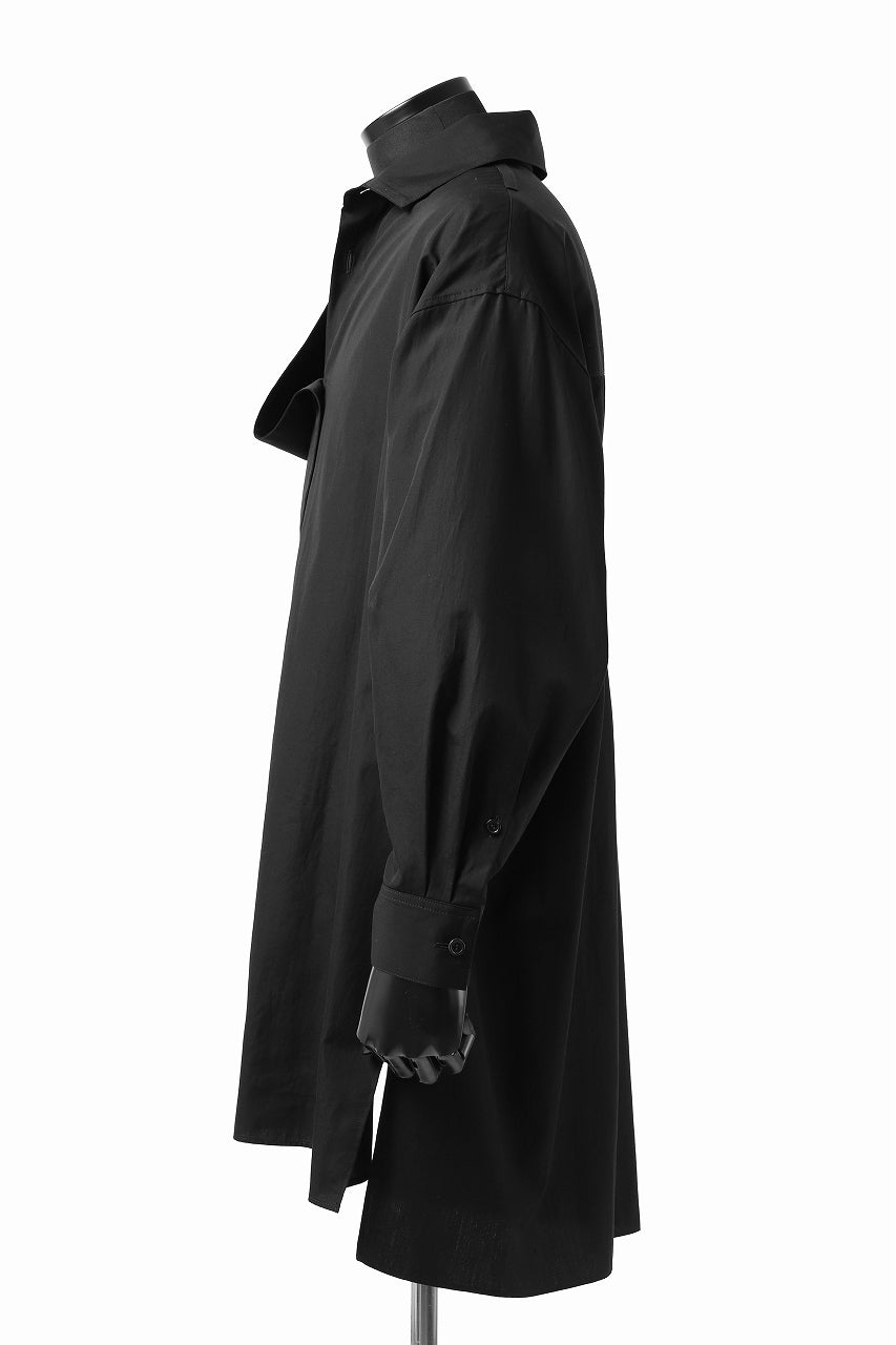 画像をギャラリービューアに読み込む, Y's TIE COLLAR LONG SHIRT / COTTON BROAD (BLACK)