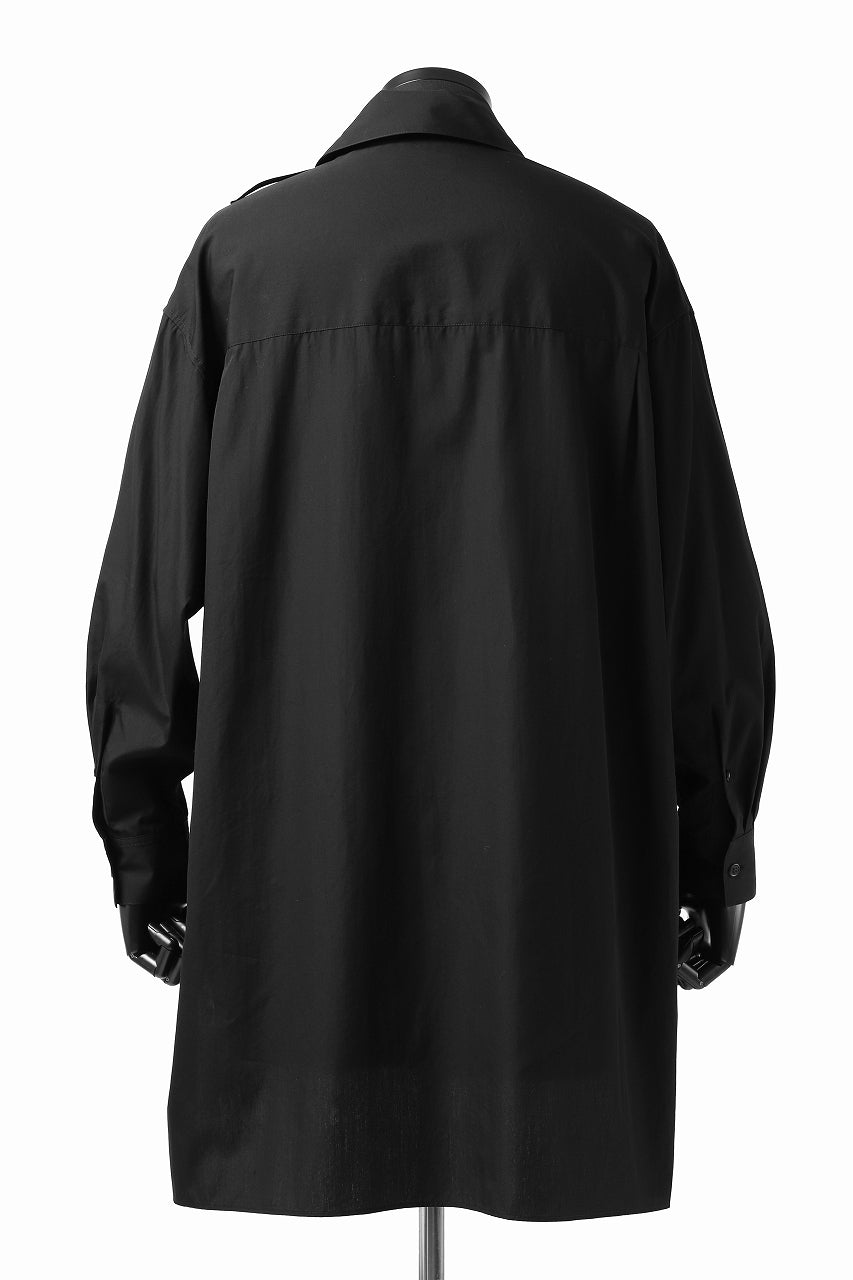 画像をギャラリービューアに読み込む, Y's TIE COLLAR LONG SHIRT / COTTON BROAD (BLACK)