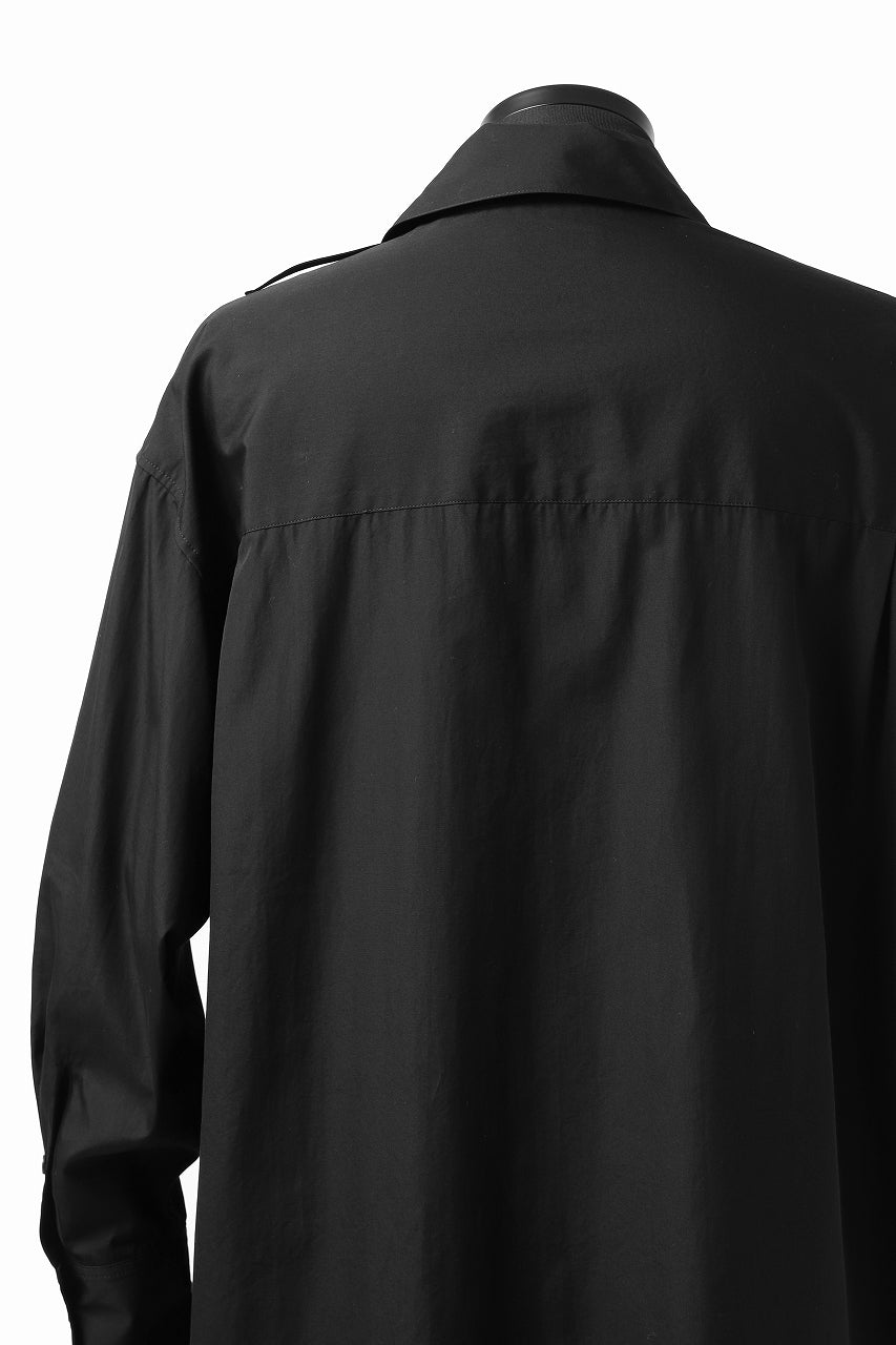 画像をギャラリービューアに読み込む, Y's TIE COLLAR LONG SHIRT / COTTON BROAD (BLACK)