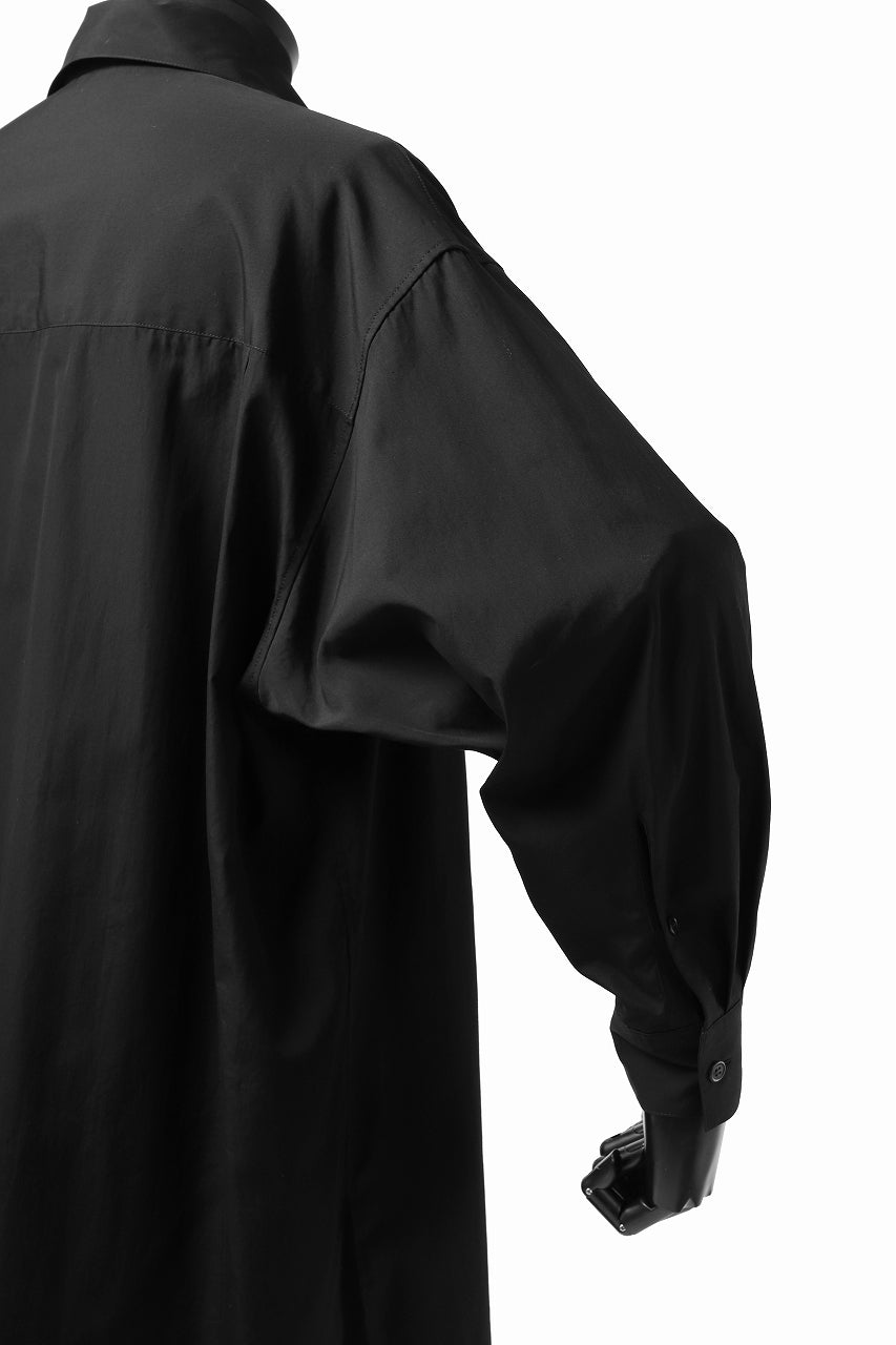 画像をギャラリービューアに読み込む, Y's TIE COLLAR LONG SHIRT / COTTON BROAD (BLACK)