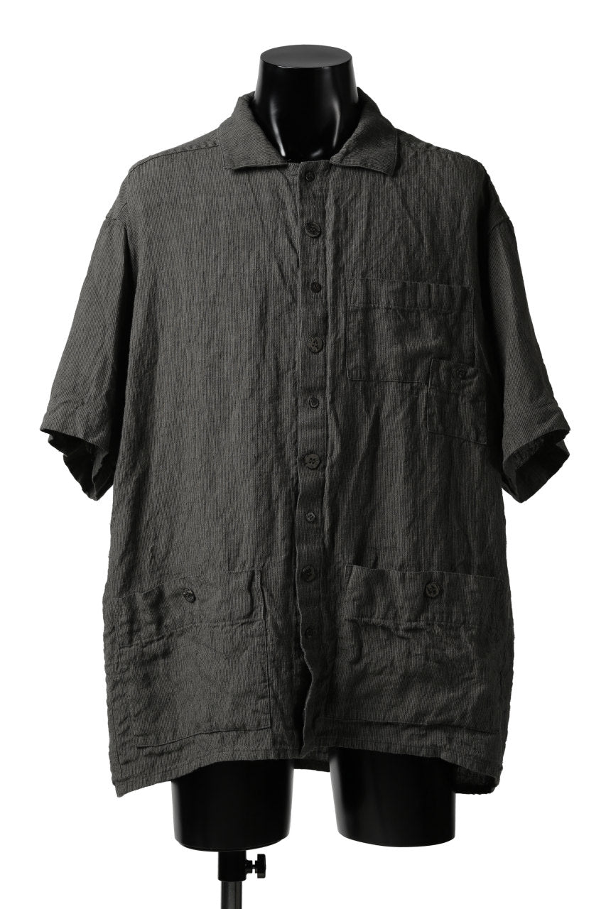 画像をギャラリービューアに読み込む, _vital short sleeve coverall shirt / thin stripe linen (GREY)