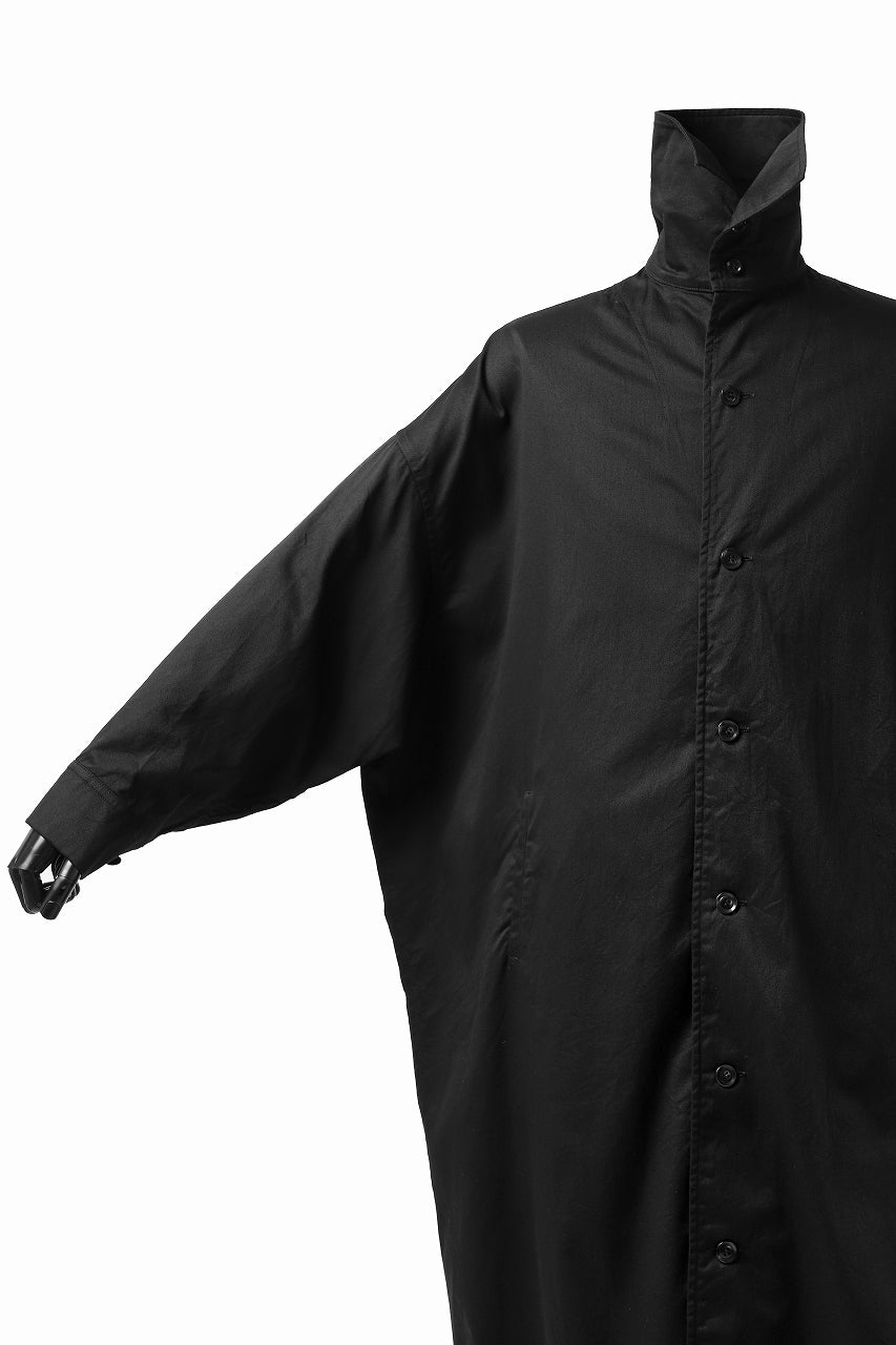 画像をギャラリービューアに読み込む, Y's HIGH-COLLAR LONG COAT / SOFT TWILL (BLACK)