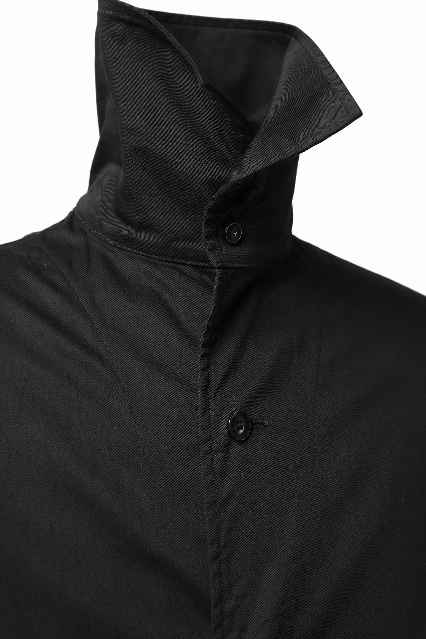 画像をギャラリービューアに読み込む, Y's HIGH-COLLAR LONG COAT / SOFT TWILL (BLACK)