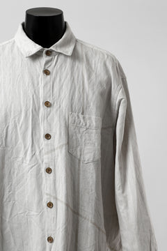 画像をギャラリービューアに読み込む, YUTA MATSUOKA shirt-coat / washed cotton linen stripe (off white)