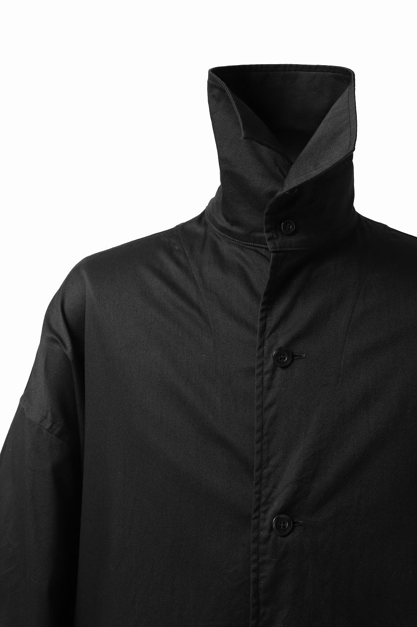 画像をギャラリービューアに読み込む, Y's HIGH-COLLAR LONG COAT / SOFT TWILL (BLACK)