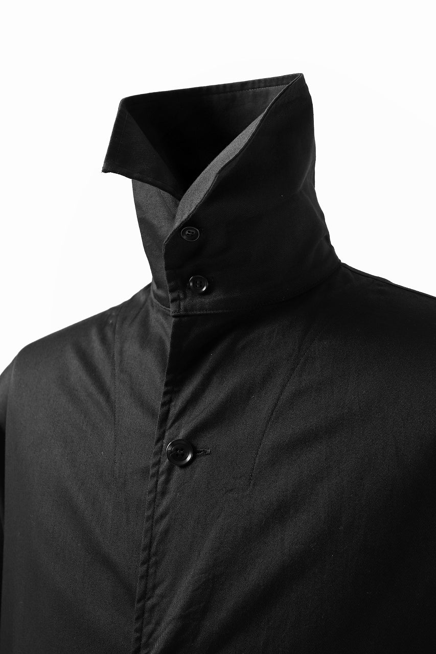 画像をギャラリービューアに読み込む, Y's HIGH-COLLAR LONG COAT / SOFT TWILL (BLACK)