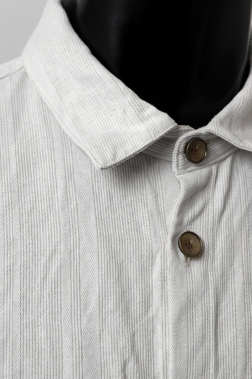 画像をギャラリービューアに読み込む, YUTA MATSUOKA shirt-coat / washed cotton linen stripe (off white)